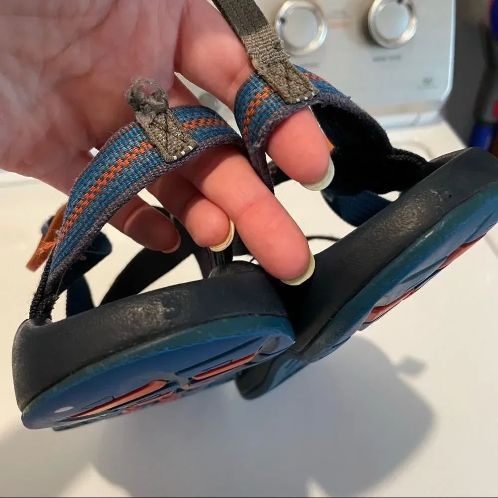 Chaco Kids Z/1 Ecotread Sandals in Split Blue & Orange